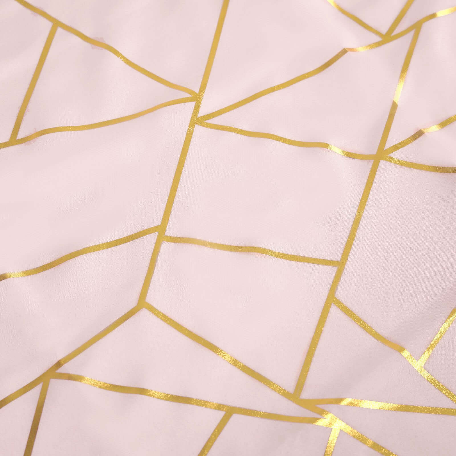 Polyester Square Tablecloth 54"x54" Blush with Gold Foil Geometric Pattern - Wrinkle-Resistant & Durable Table Cover - Image 11