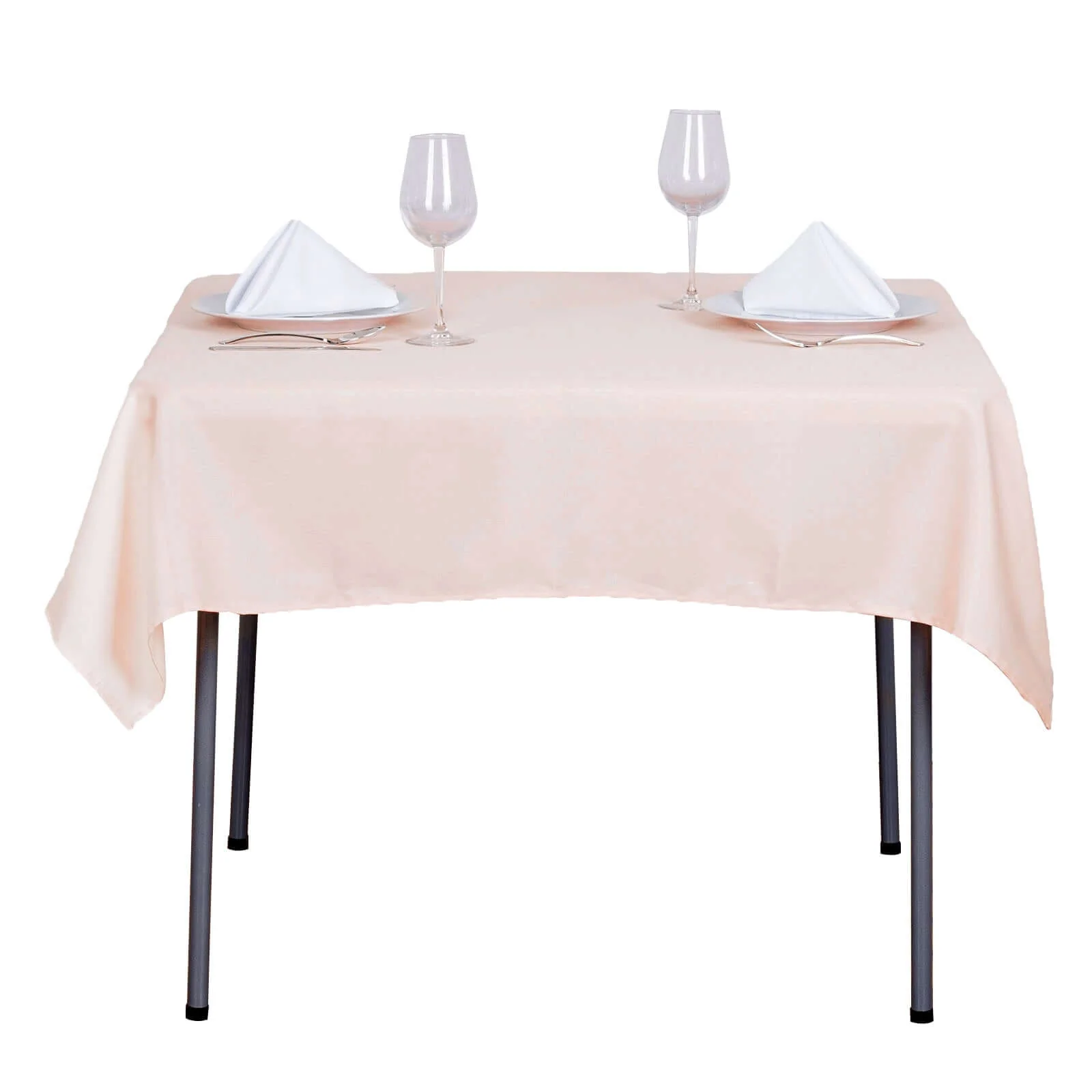 Polyester Square Tablecloth 54"x54" Blush - Wrinkle-Resistant Table Cover - Image 5