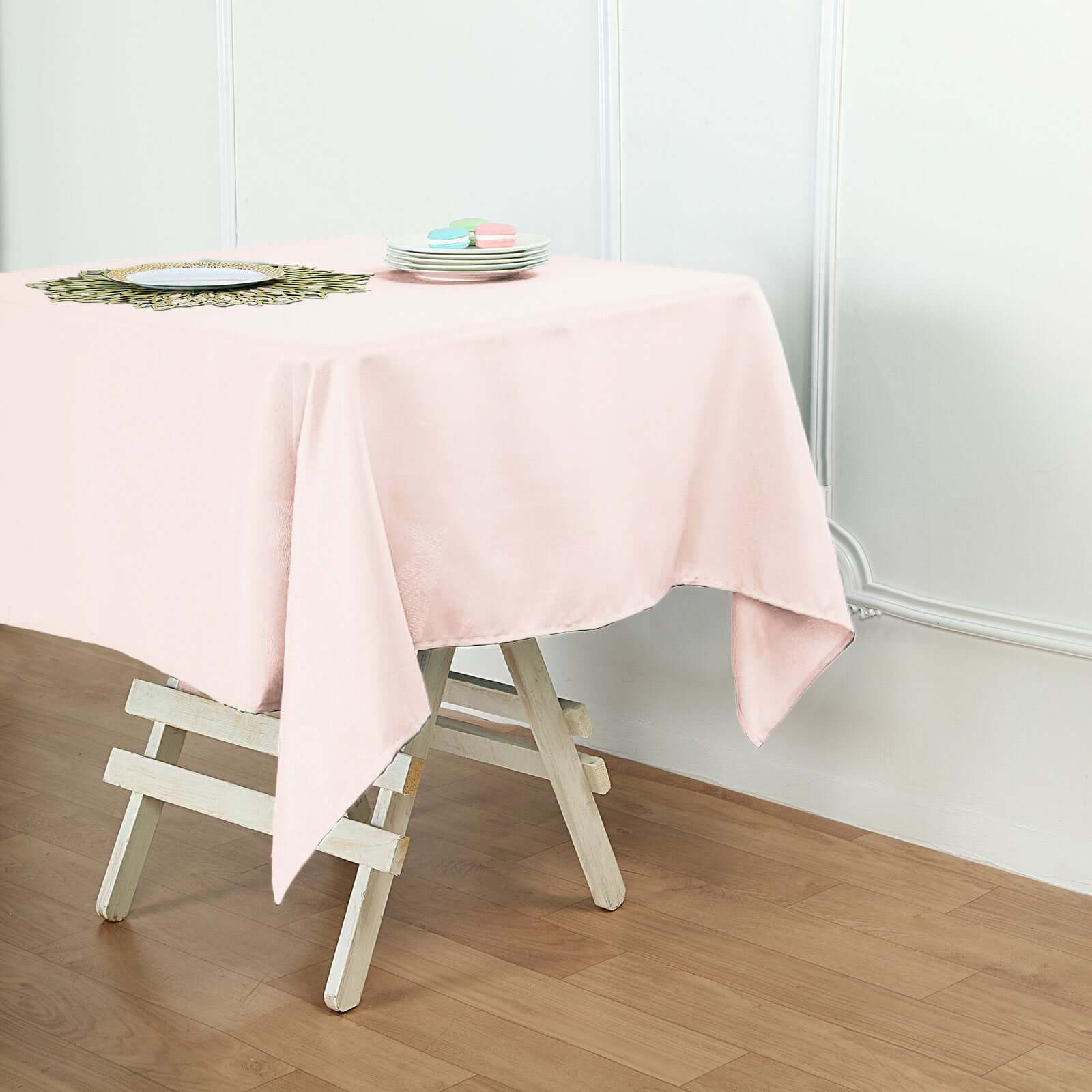 Polyester Square Tablecloth 54"x54" Blush - Wrinkle-Resistant Table Cover - Image 6