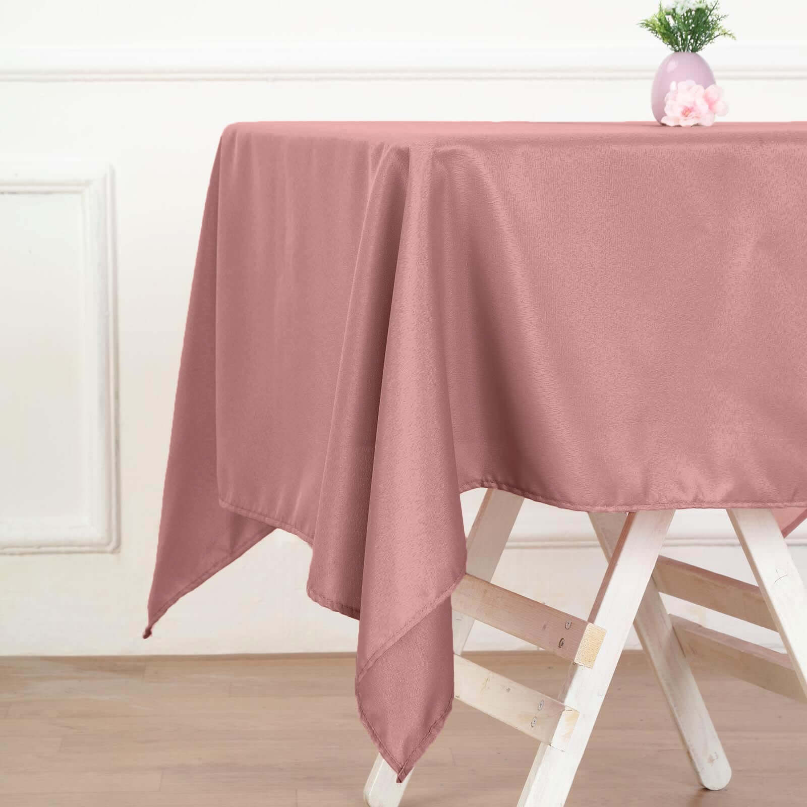 Polyester Square Tablecloth 54"x54" Dusty Rose - Wrinkle-Resistant Table Cover - Image 6