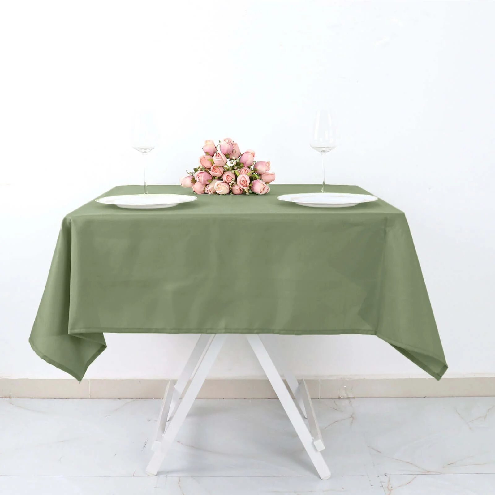 Polyester Square Tablecloth 54"x54" Dusty Sage Green - Wrinkle-Resistant Table Cover