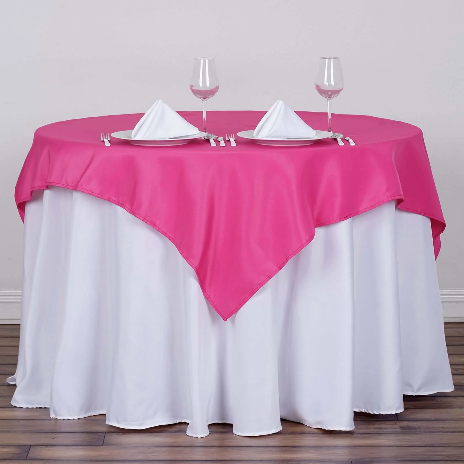 Polyester Square Tablecloth 54"x54" Fuchsia - Wrinkle-Resistant Table Cover - Image 3