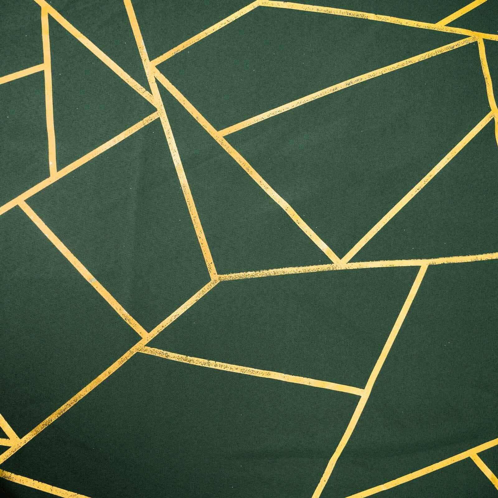 Polyester Square Tablecloth 54"x54" Hunter Emerald Green with Gold Foil Geometric Pattern - Wrinkle-Resistant & Durable Table Cover - Image 8