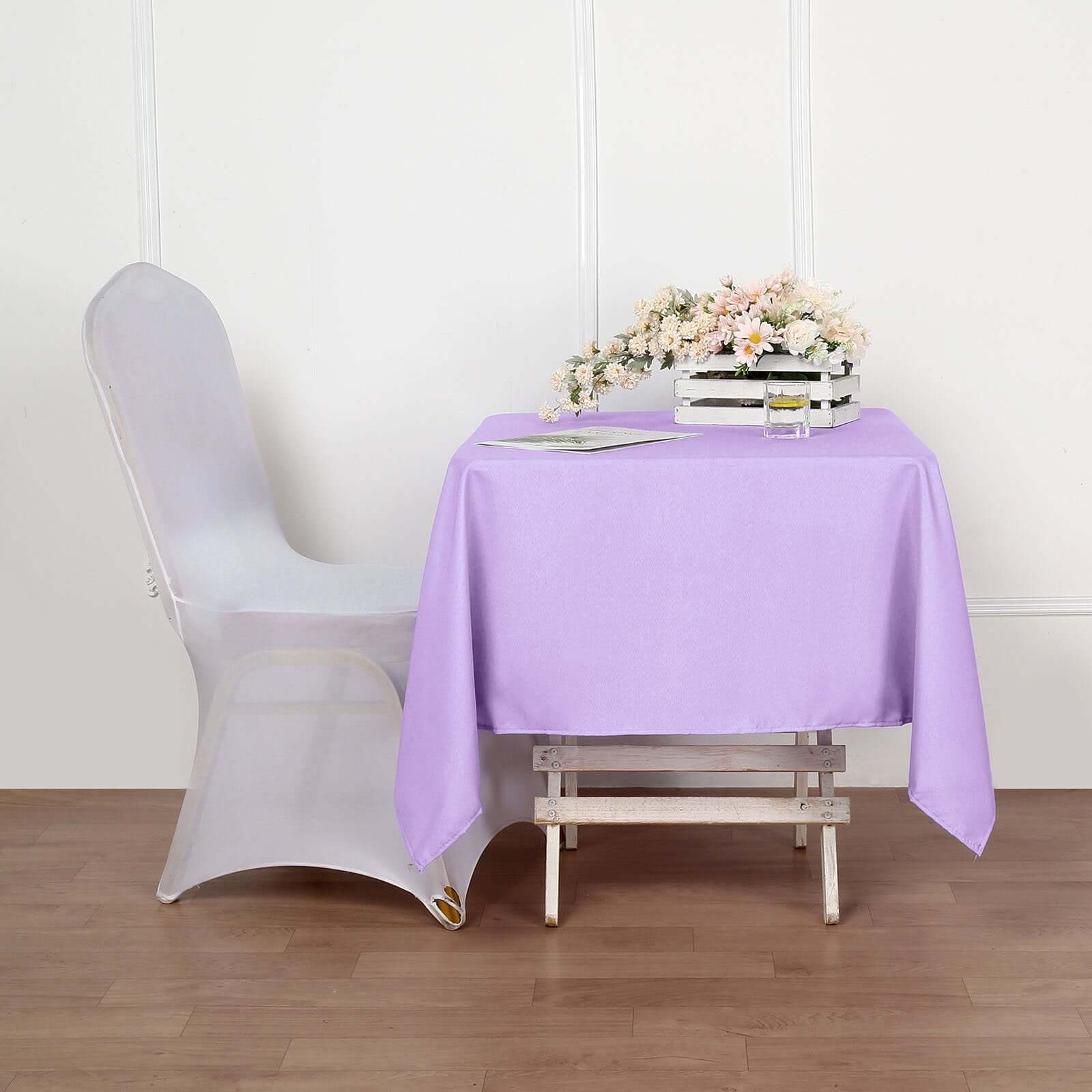 Polyester Square Tablecloth 54"x54" Lavender Lilac - Wrinkle-Resistant Table Cover