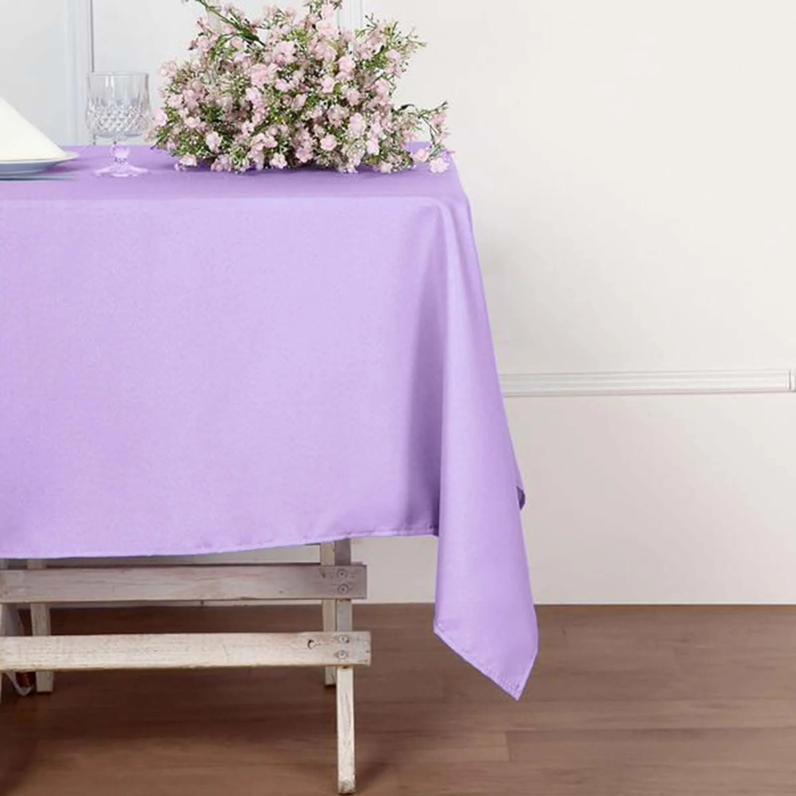 Polyester Square Tablecloth 54"x54" Lavender Lilac - Wrinkle-Resistant Table Cover - Image 3