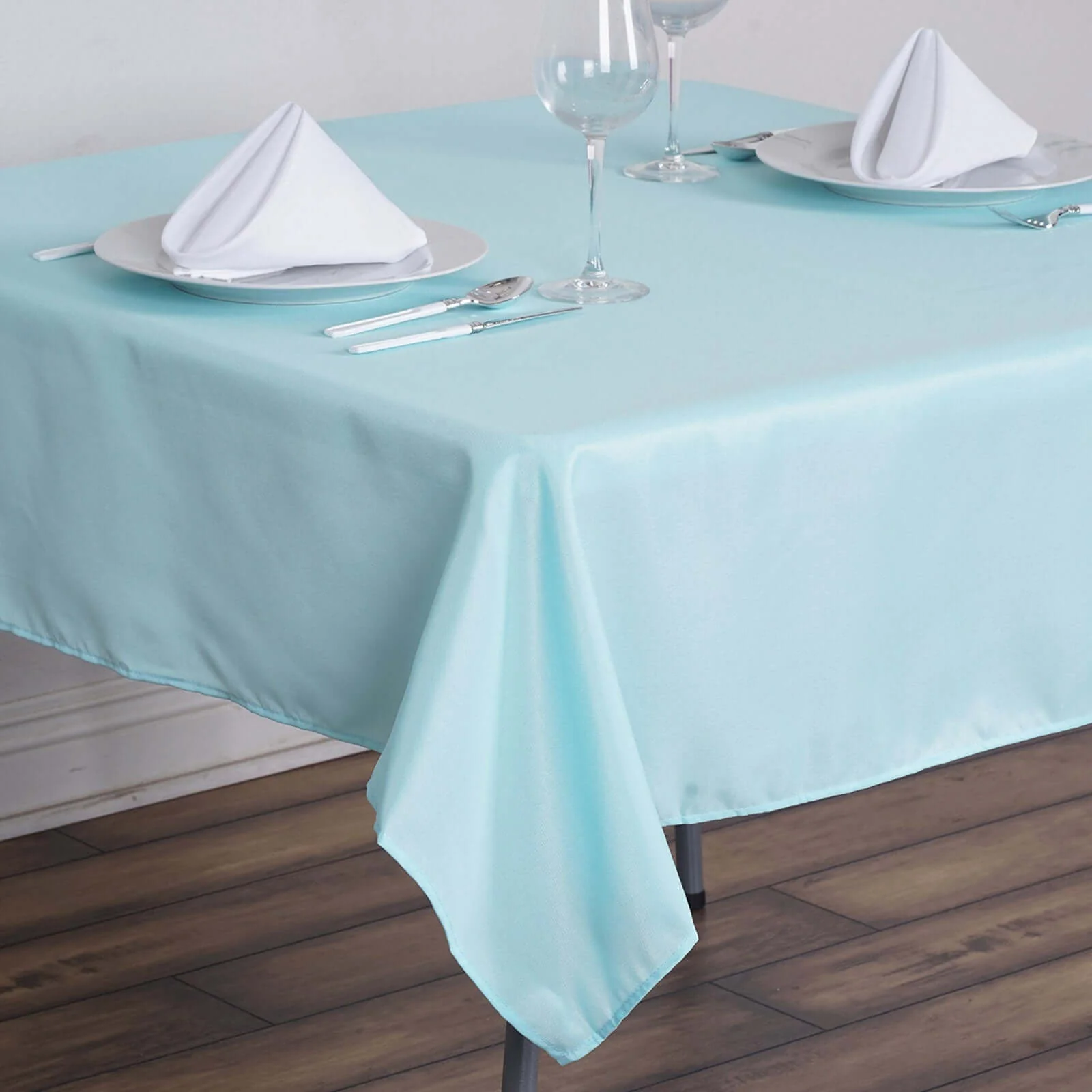 Polyester Square Tablecloth 54"x54" Light Blue - Wrinkle-Resistant Table Cover - Image 2