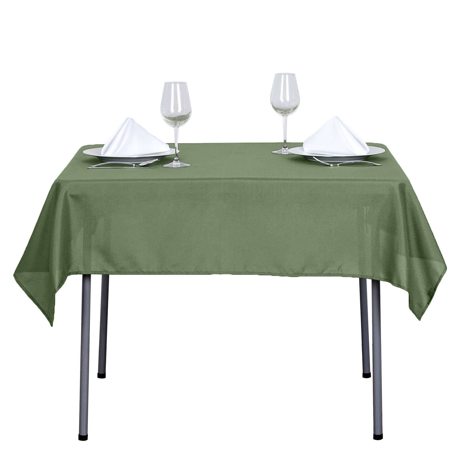 Polyester Square Tablecloth 54"x54" Olive Green - Wrinkle-Resistant Table Cover - Image 3