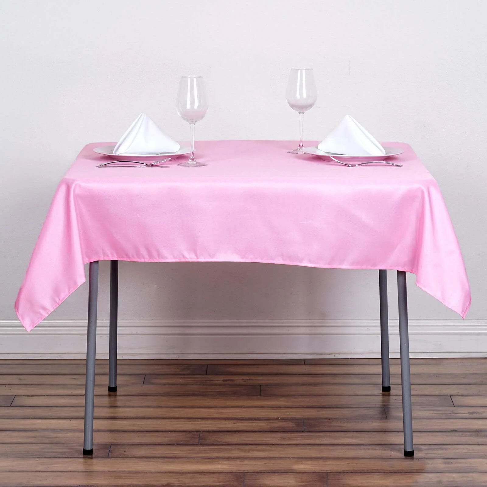 Polyester Square Tablecloth 54"x54" Pink - Wrinkle-Resistant Table Cover - Image 2