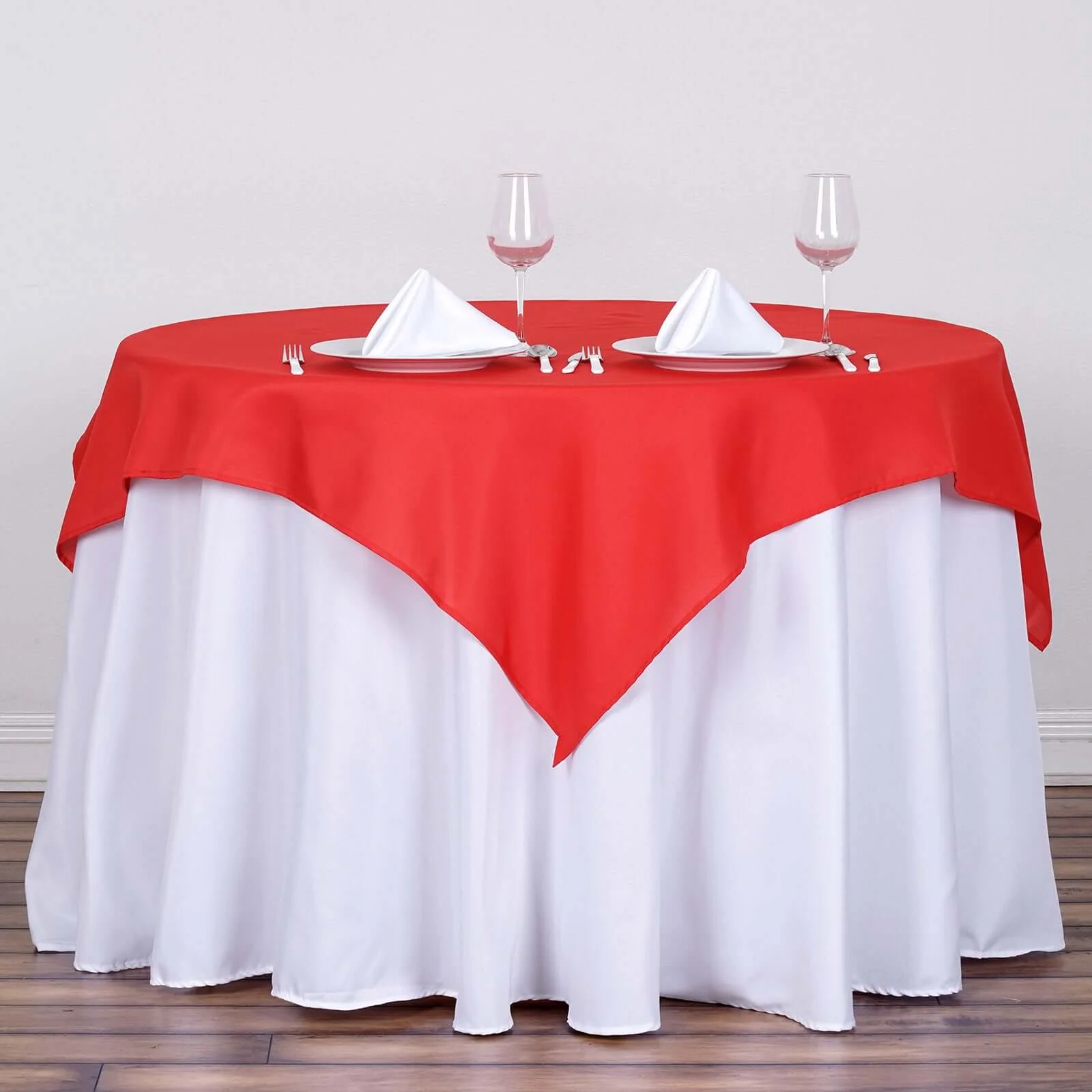 Polyester Square Tablecloth 54"x54" Red - Wrinkle-Resistant Table Cover - Image 2