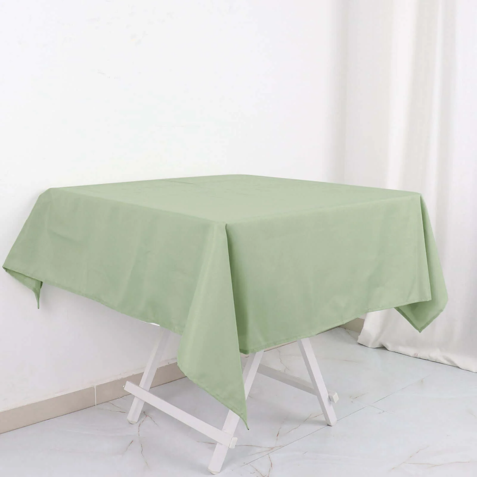Polyester Square Tablecloth 54"x54" Sage Green - Wrinkle-Resistant Table Cover - Image 7