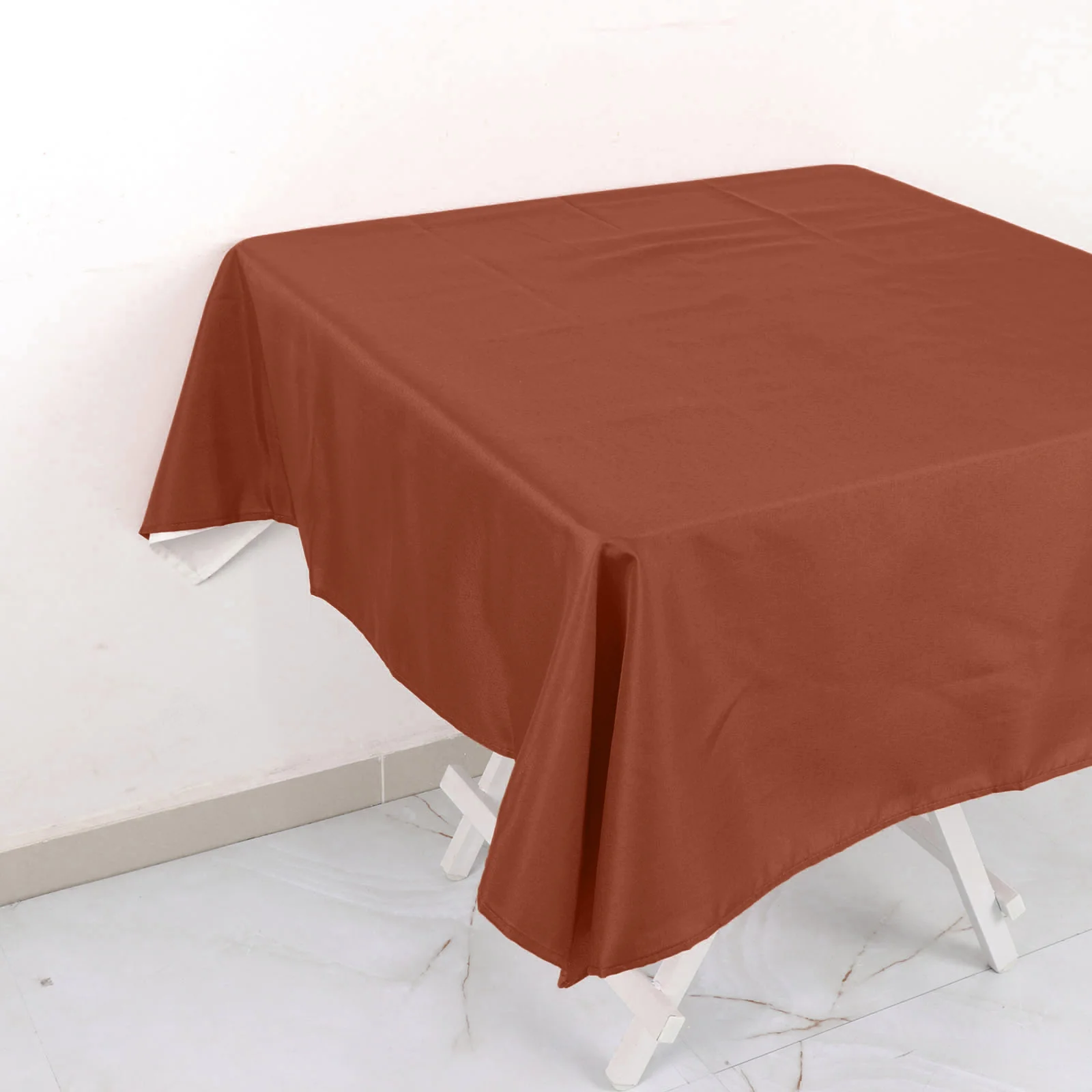 Polyester Square Tablecloth 54"x54" Terracotta (Rust) - Wrinkle-Resistant Table Cover - Image 3