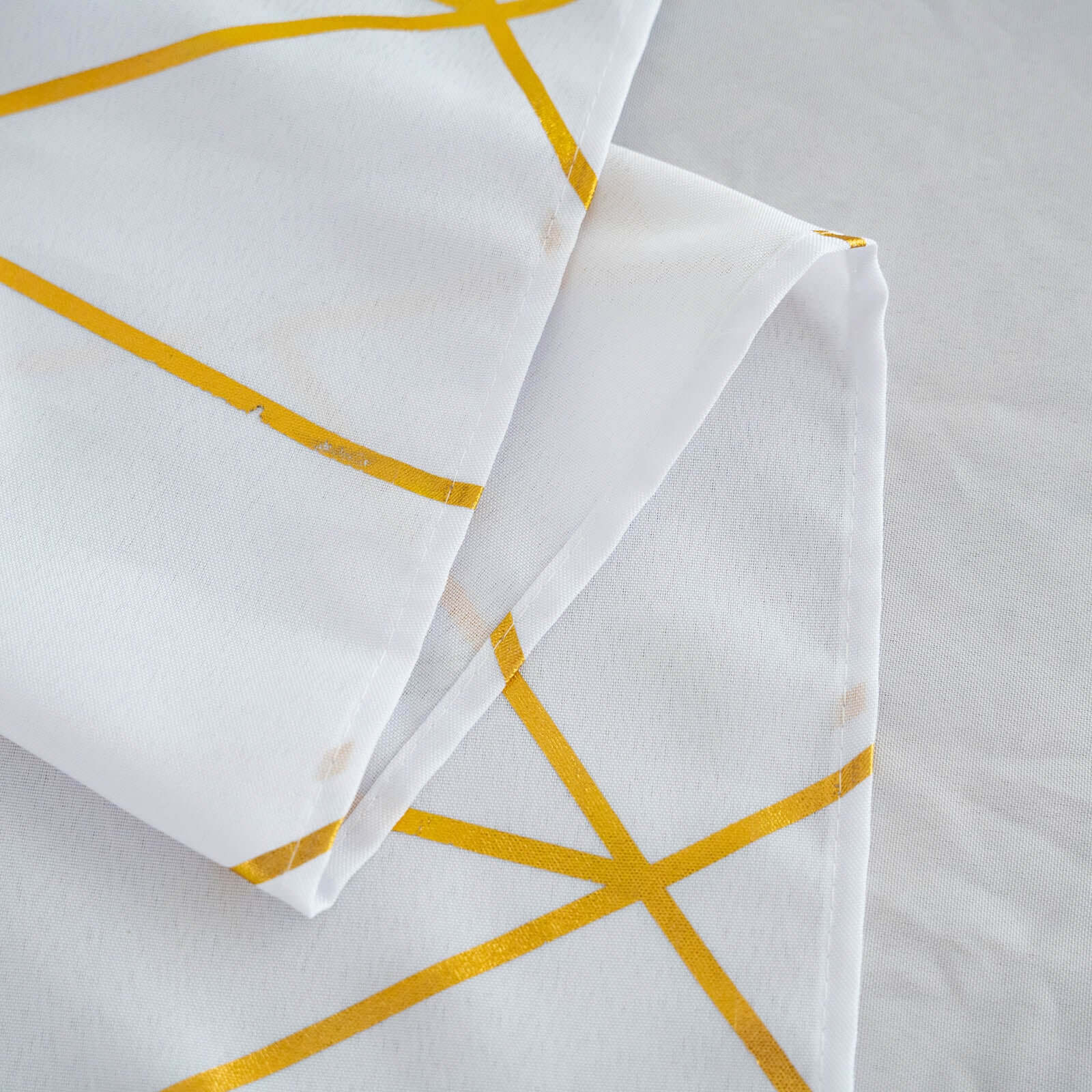 Polyester Square Tablecloth 54"x54" White with Gold Foil Geometric Pattern - Wrinkle-Resistant and Durable Table Cover for Classy Weddings & Events - Image 15