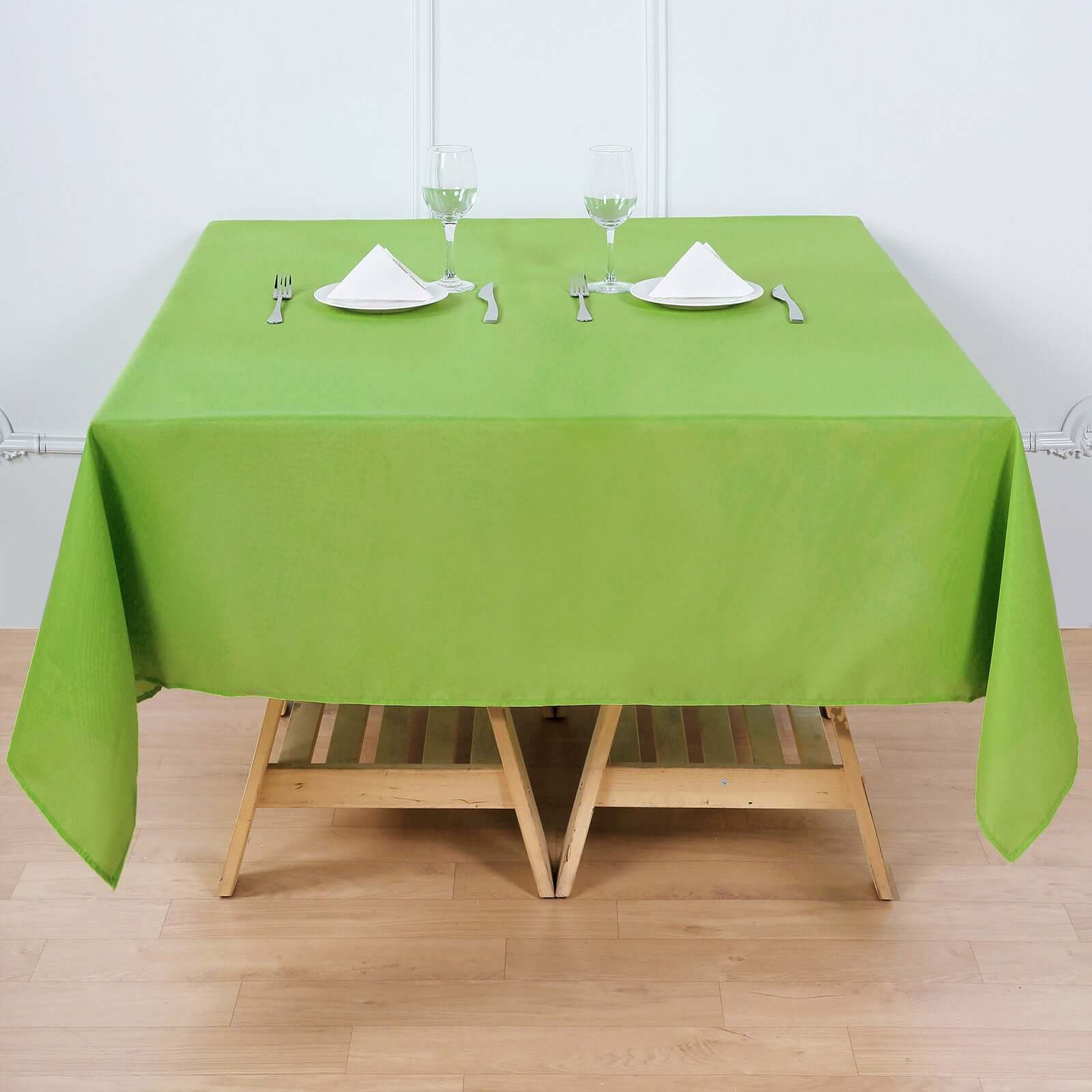 Polyester Square Tablecloth 70"x70" Apple Green - Wrinkle-Resistant Table Cover - Image 7
