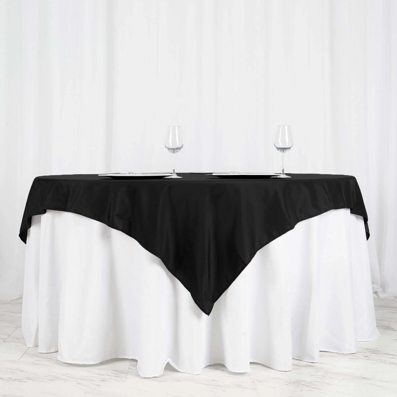 Polyester Square Tablecloth 70"x70" Black - Wrinkle-Resistant Table Cover for Stylish Events - Image 6