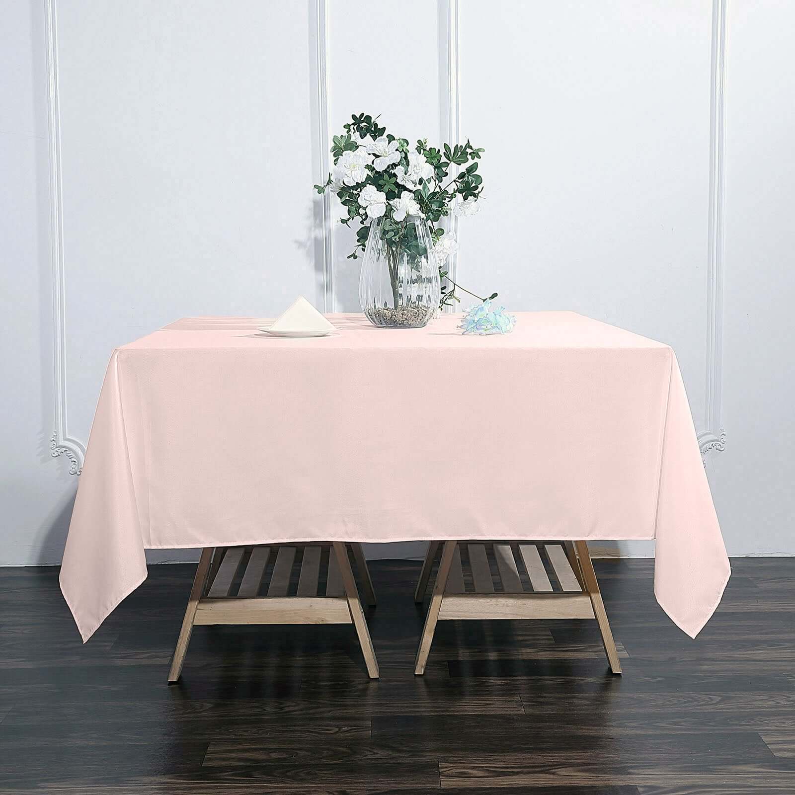 Polyester Square Tablecloth 70"x70" Blush - Wrinkle-Resistant Table Cover - Image 7