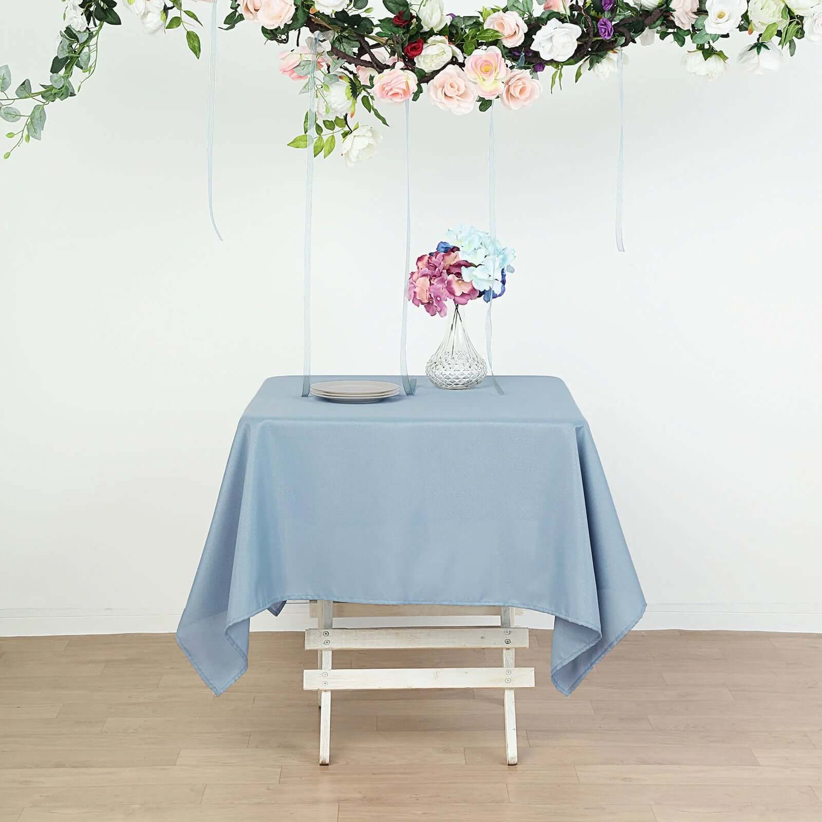 Polyester Square Tablecloth 70"x70" Dusty Blue - Wrinkle-Resistant Table Cover