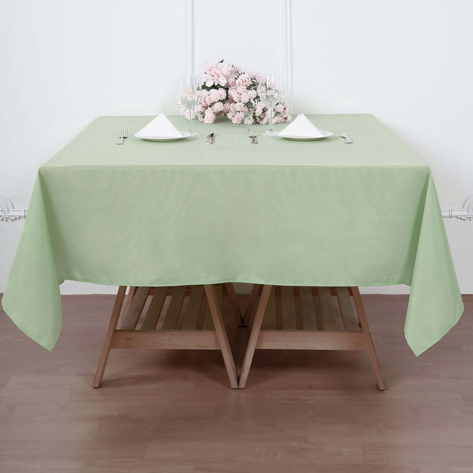 Polyester Square Tablecloth 70"x70" Sage Green - Wrinkle-Resistant Table Cover - Image 4