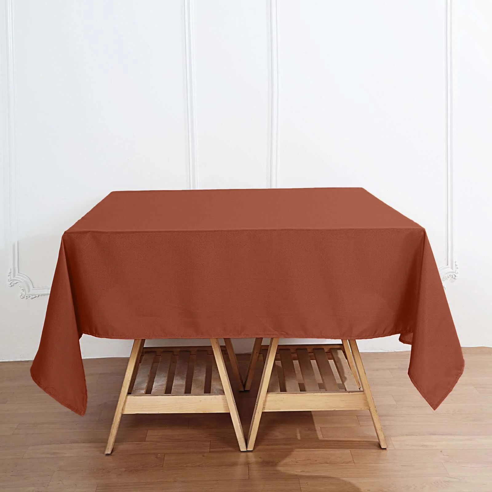 Polyester Square Tablecloth 70"x70" Terracotta (Rust) - Wrinkle-Resistant Table Cover - Image 2