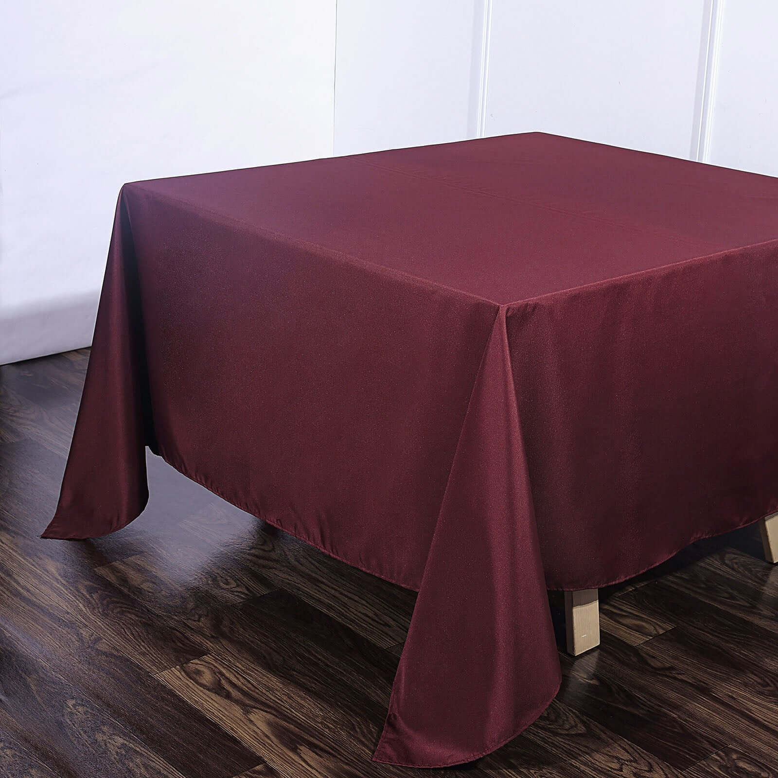 Polyester Square Tablecloth 90"x90" Burgundy - Wrinkle-Resistant & Durable Table Cover - Image 7