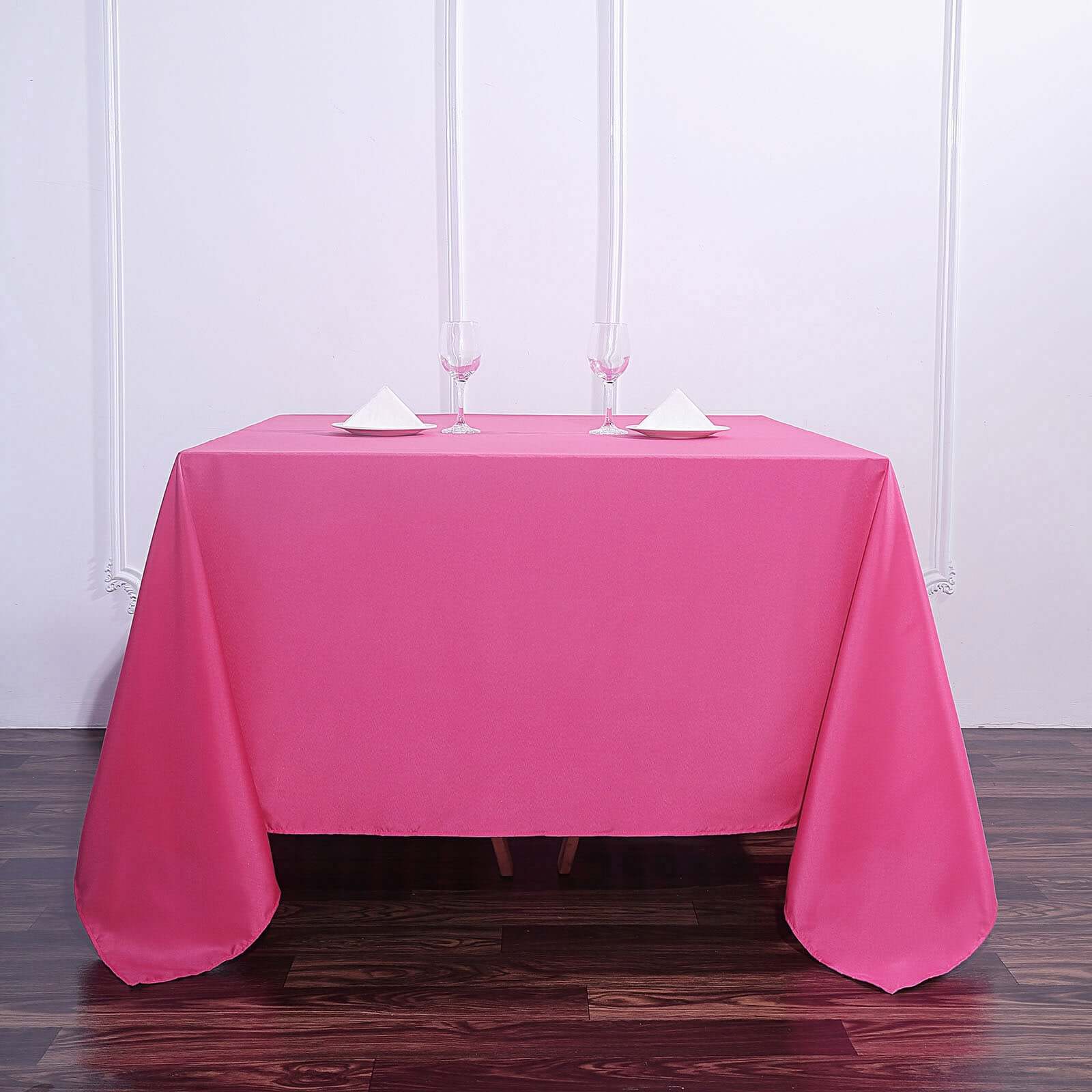 Polyester Square Tablecloth 90"x90" Fuchsia - Wrinkle-Resistant & Durable Table Cover