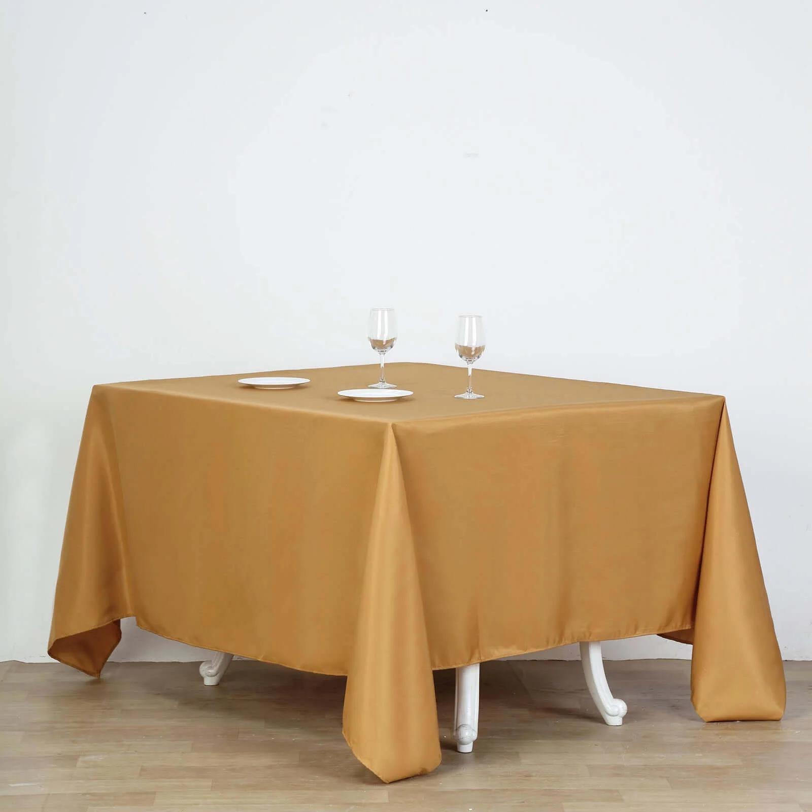 Polyester Square Tablecloth 90"x90" Gold - Wrinkle-Resistant and Durable Table Cover for Weddings & Special Occasions - Image 3