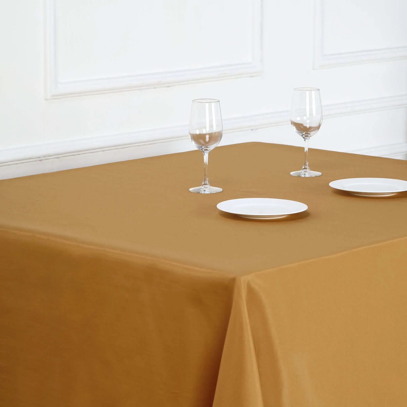Polyester Square Tablecloth 90"x90" Gold - Wrinkle-Resistant and Durable Table Cover for Weddings & Special Occasions - Image 7