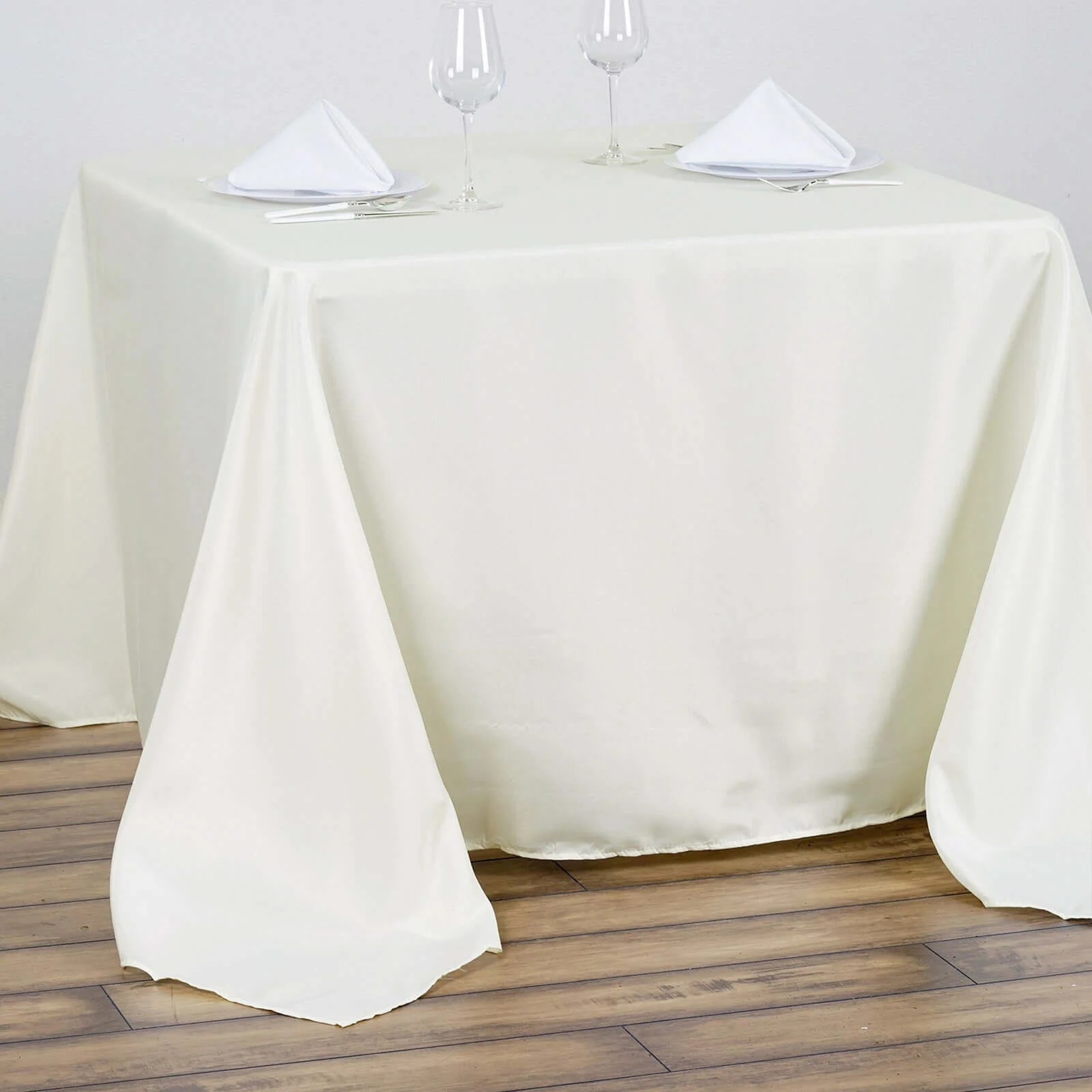 Polyester Square Tablecloth 90"x90" Ivory - Wrinkle-Resistant & Durable Table Cover - Image 2