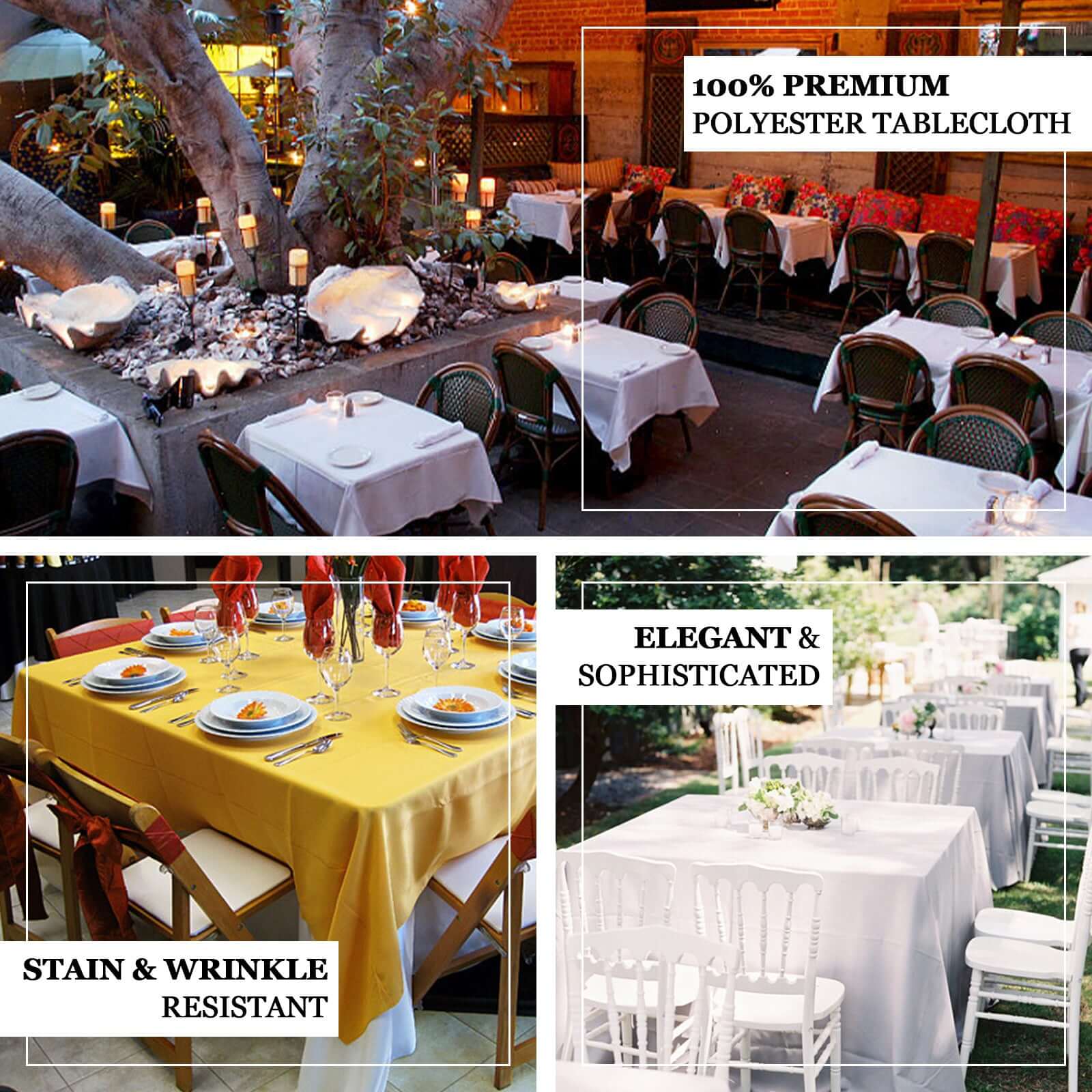 Polyester Square Tablecloth 90"x90" Light Blue - Wrinkle-Resistant & Durable Table Cover - Image 3