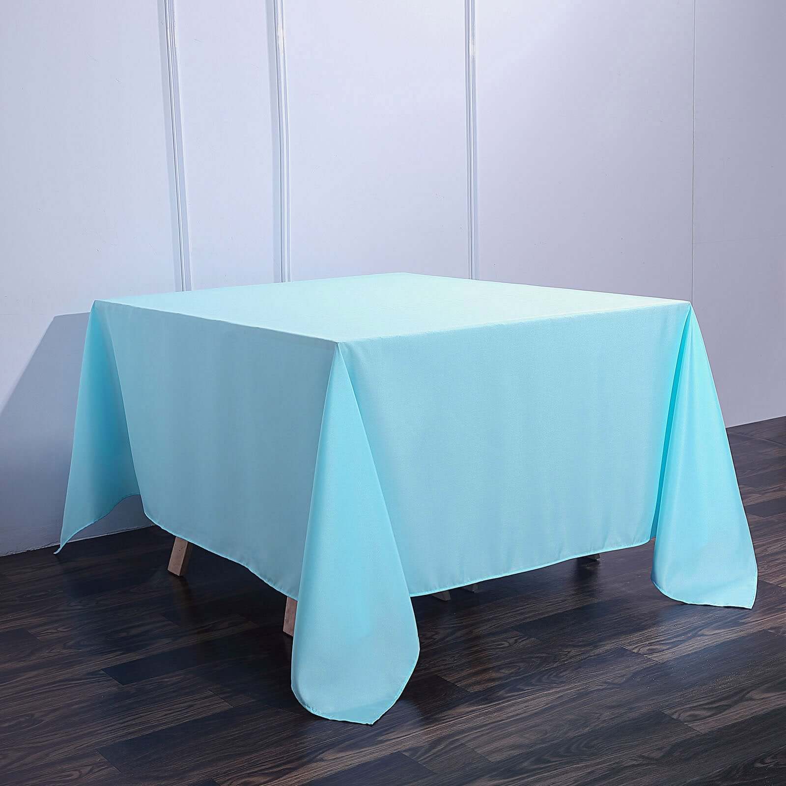 Polyester Square Tablecloth 90"x90" Light Blue - Wrinkle-Resistant & Durable Table Cover - Image 7