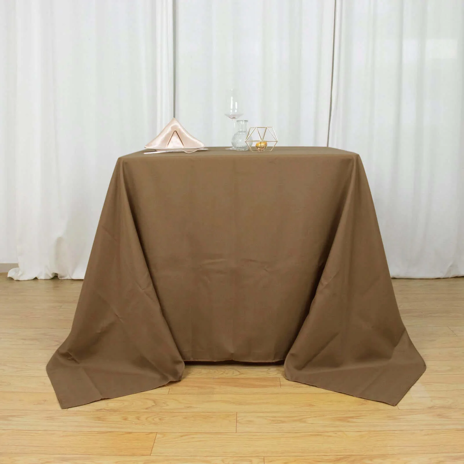 Polyester Square Tablecloth 90"x90" Taupe - Wrinkle-Resistant & Durable Table Cover - Image 6