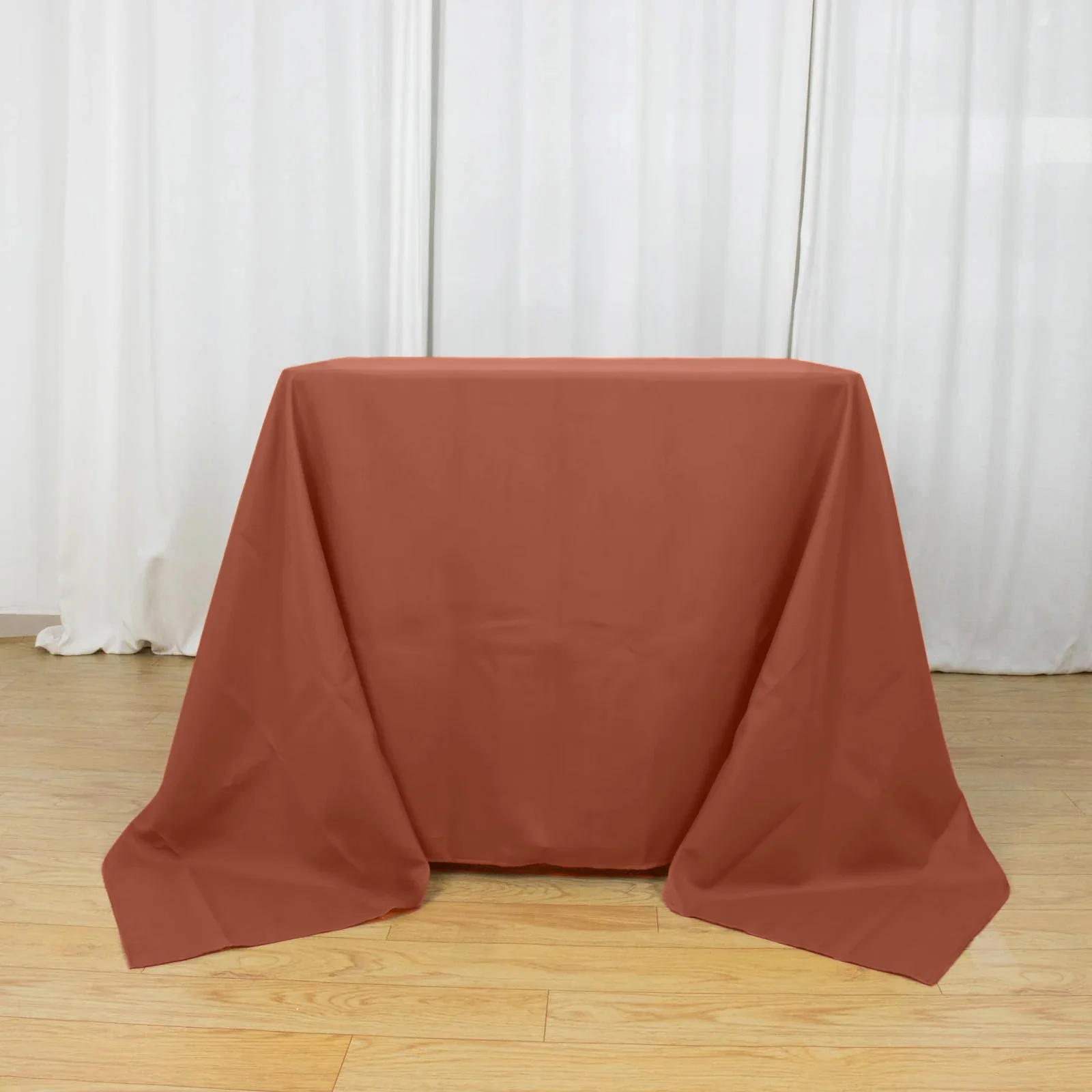 Polyester Square Tablecloth 90"x90" Terracotta (Rust) - Wrinkle-Resistant & Durable Table Cover