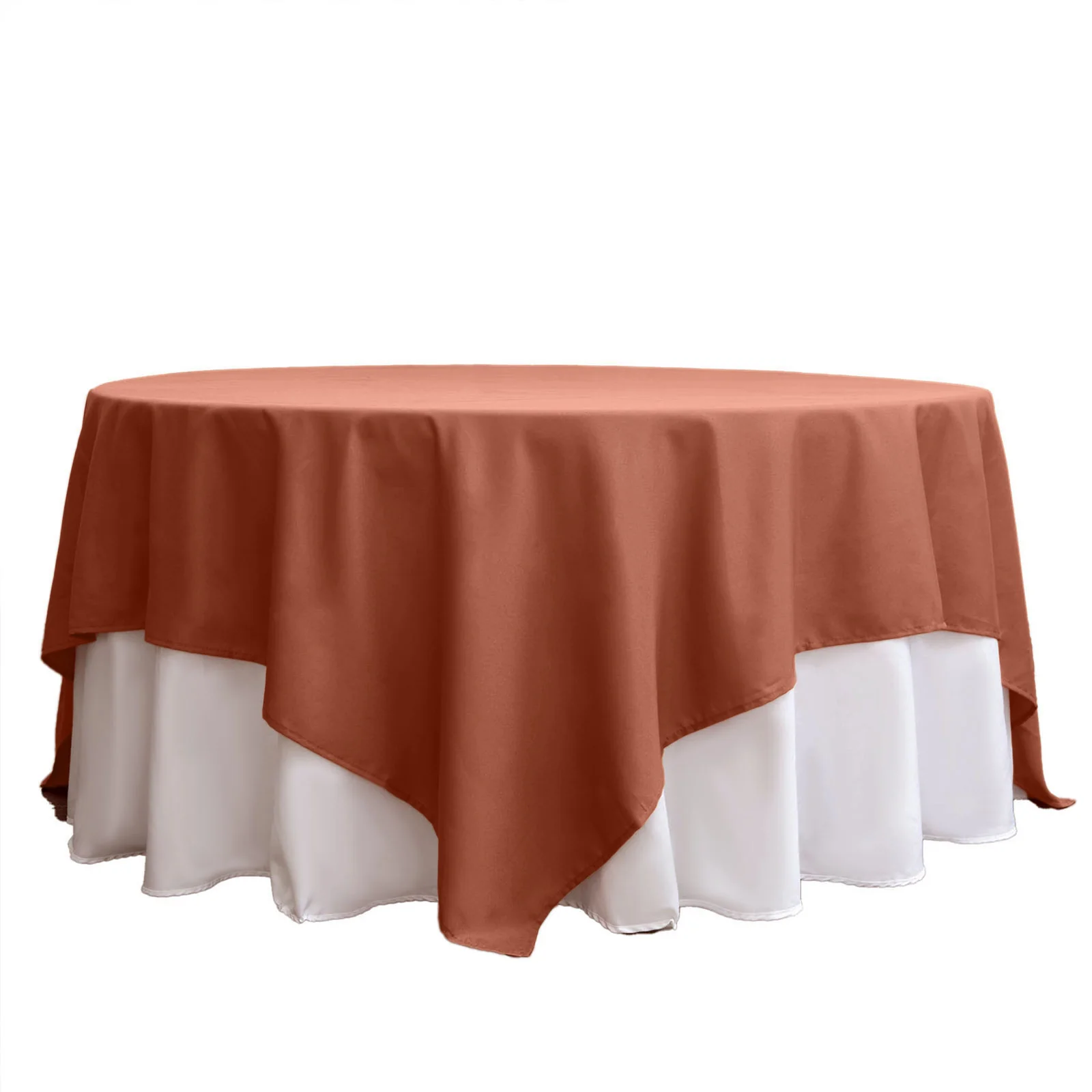Polyester Square Tablecloth 90"x90" Terracotta (Rust) - Wrinkle-Resistant & Durable Table Cover - Image 6