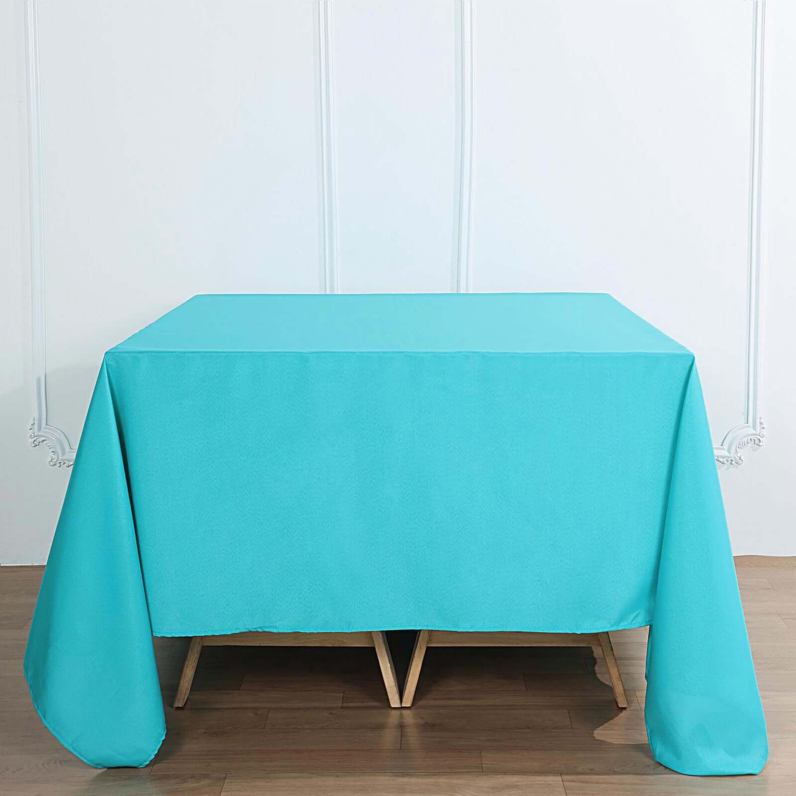 Polyester Square Tablecloth 90"x90" Turquoise - Wrinkle-Resistant & Durable Table Cover - Image 2