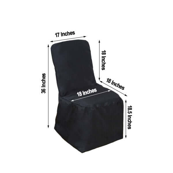 Polyester Square Top Banquet Chair Cover Black - Reusable Slip-On Slipcover - Image 3