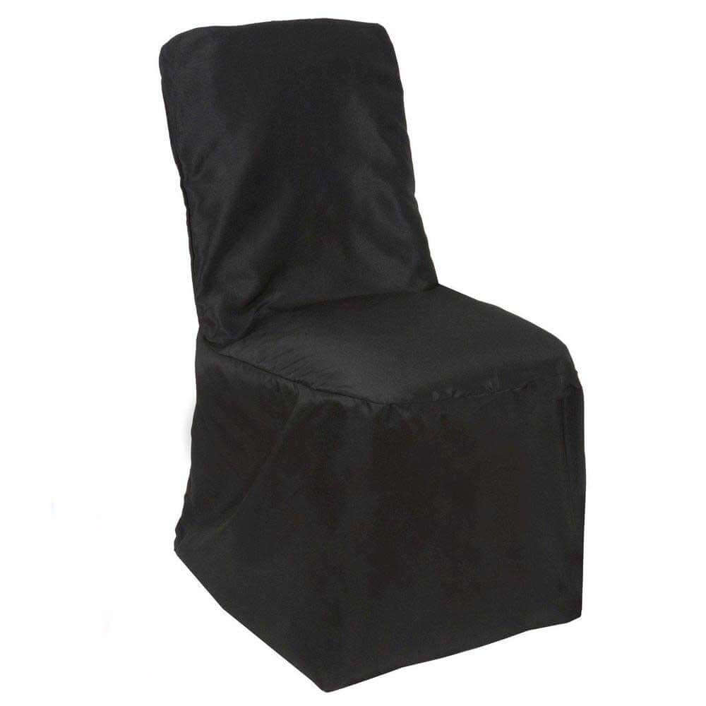 Polyester Square Top Banquet Chair Cover Black - Reusable Slip-On Slipcover - Image 7