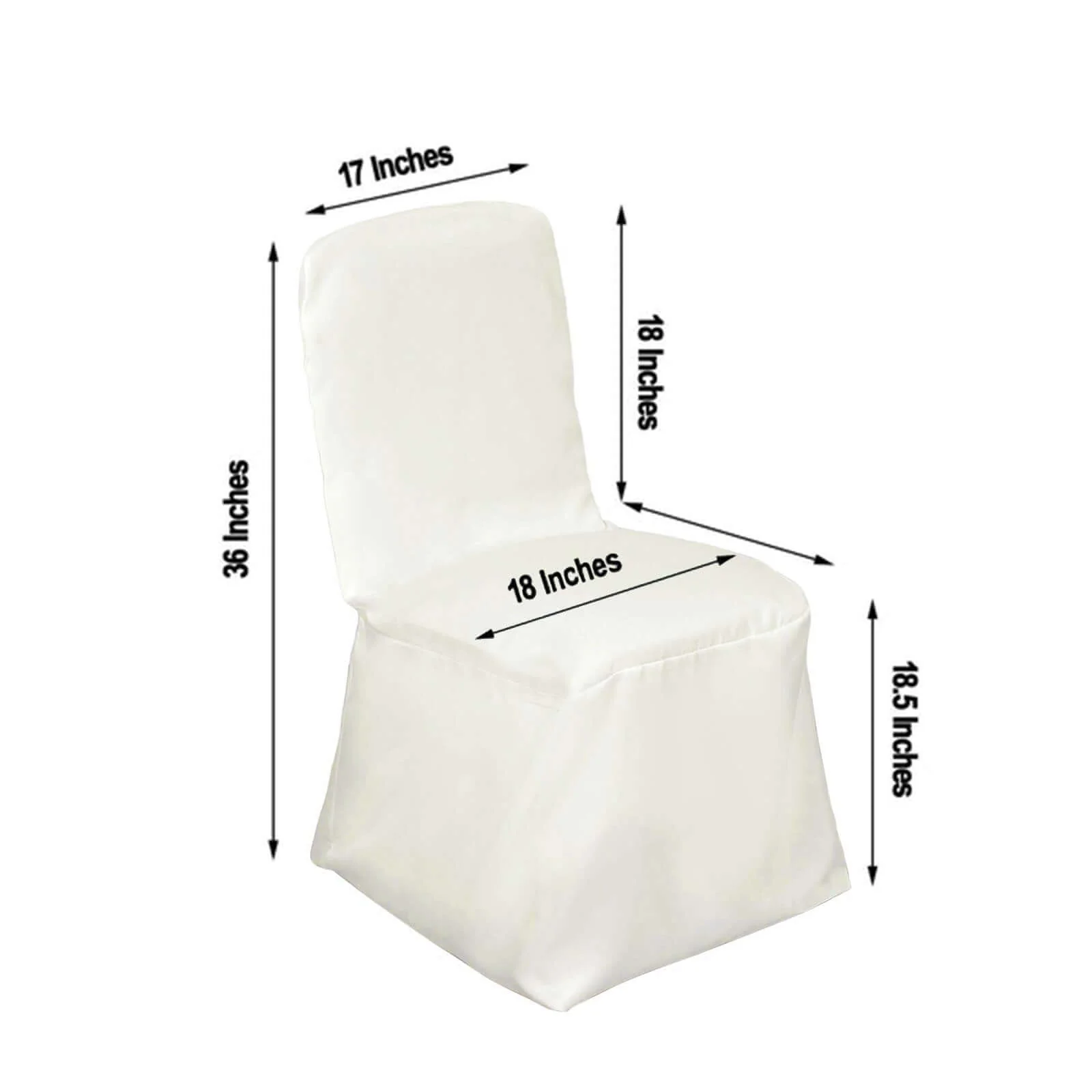 Polyester Square Top Banquet Chair Cover Ivory - Reusable Slip-On Slipcover - Image 3