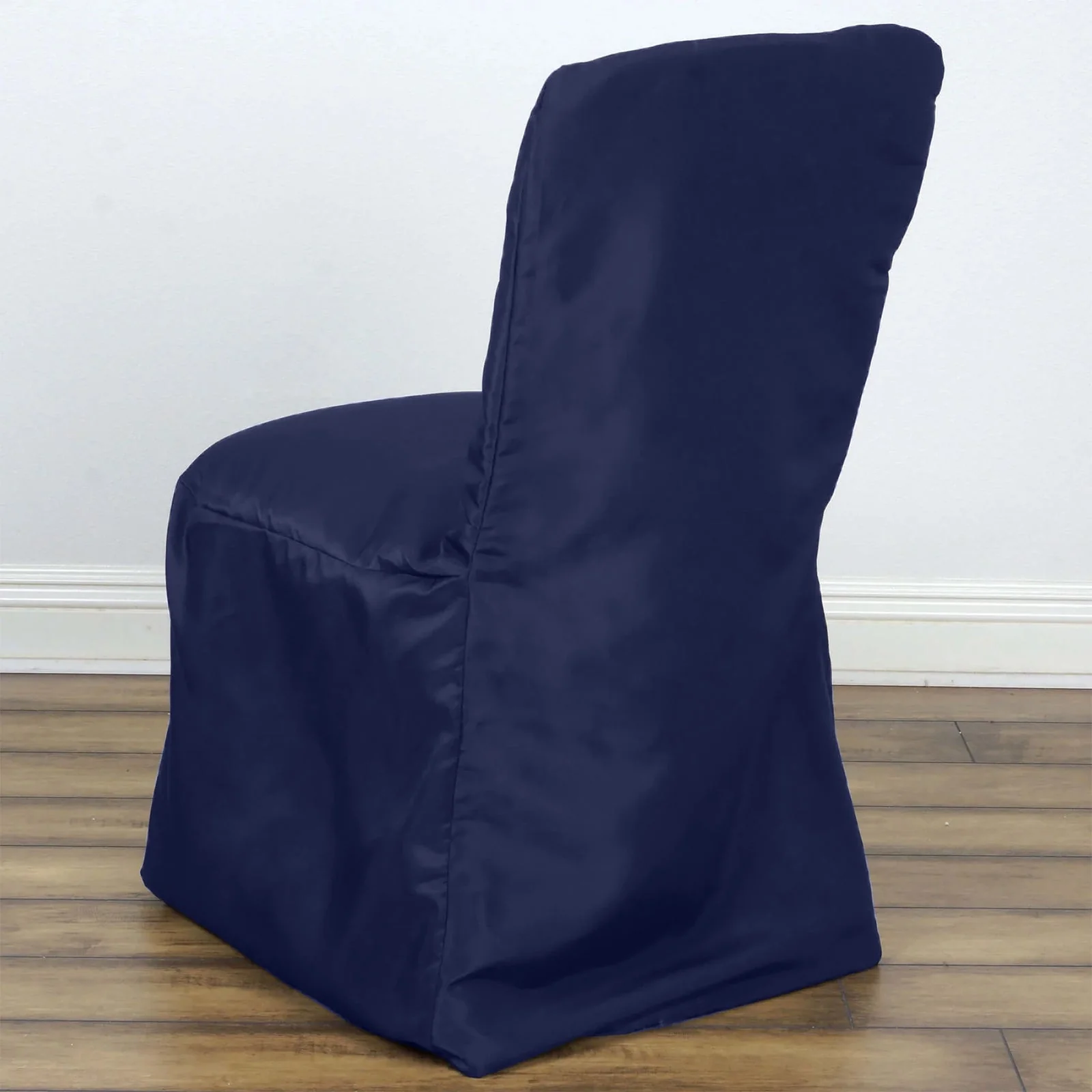 Polyester Square Top Banquet Chair Cover Navy Blue - Reusable Slip-On Slipcover for Events - Image 2