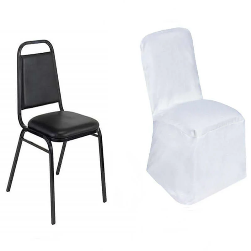 Polyester Square Top Banquet Chair Cover White - Reusable Slip-On Slipcover for Events - Image 8