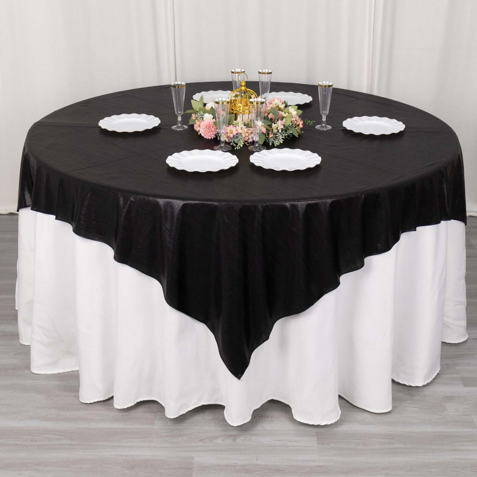 Polyester Table Overlay 72"x72" Black - Shimmer Sequin Dots Wrinkle-Free Table Topper - Image 3