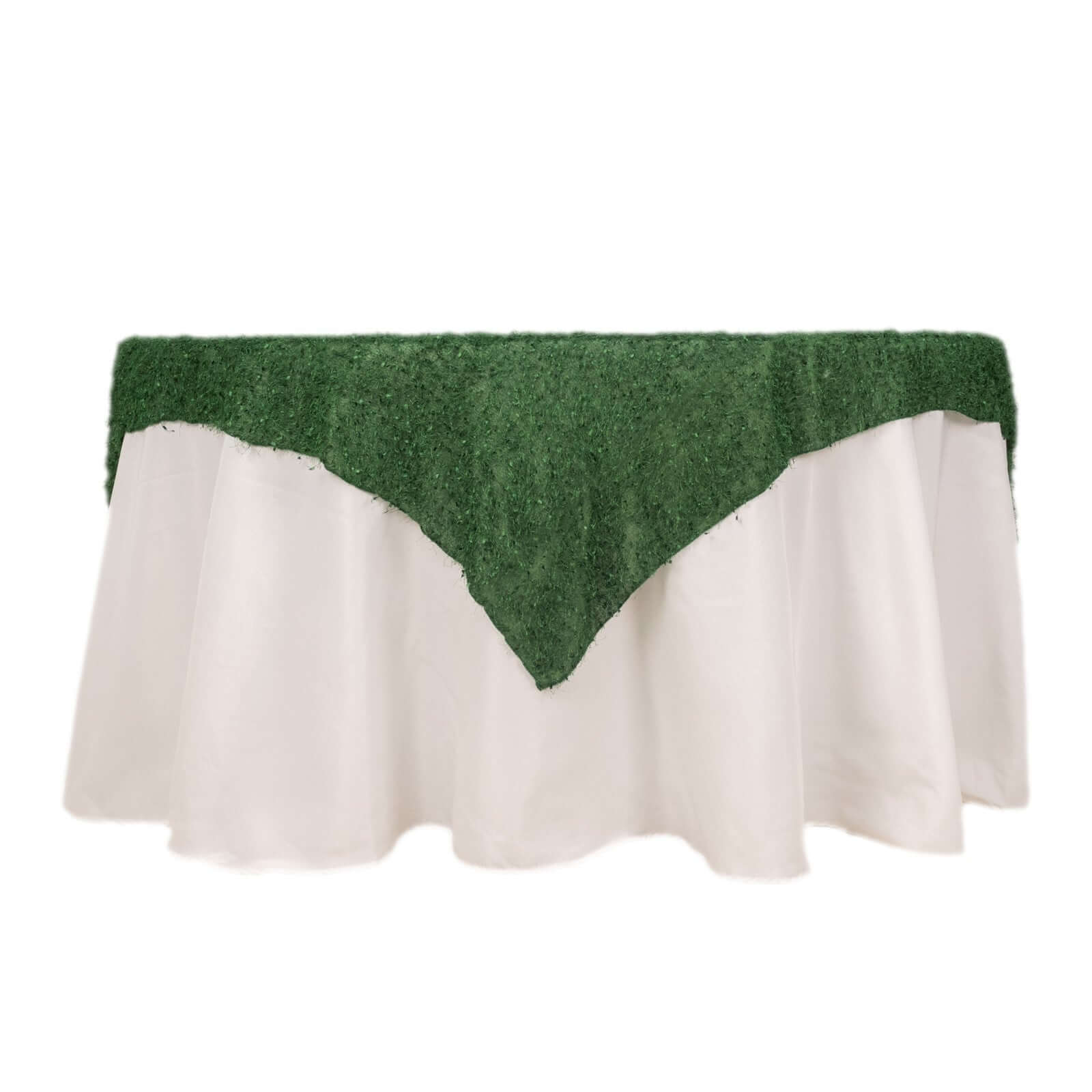 Polyester Table Overlay 72"x72" Green - Fringe Shag Table Topper - Image 6