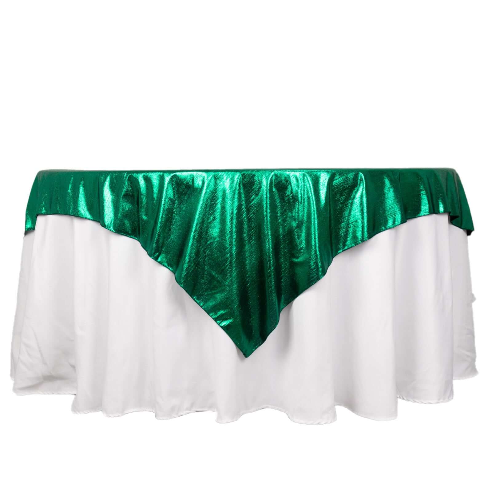 Polyester Table Overlay 72"x72" Hunter Emerald Green - Shimmer Sequin Dots Wrinkle-Free Table Topper - Image 6