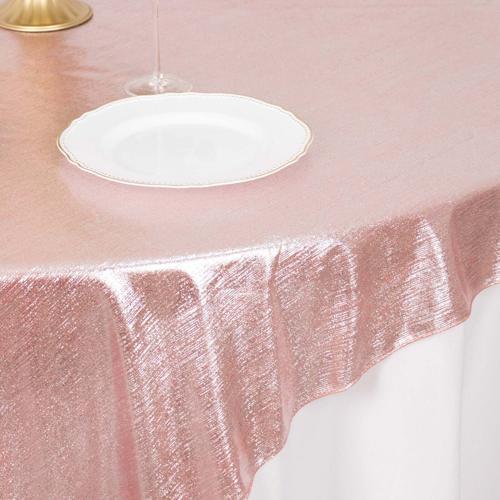 Polyester Table Overlay 72"x72" Rose Gold - Shimmer Sequin Dots Wrinkle-Free Table Topper - Image 5