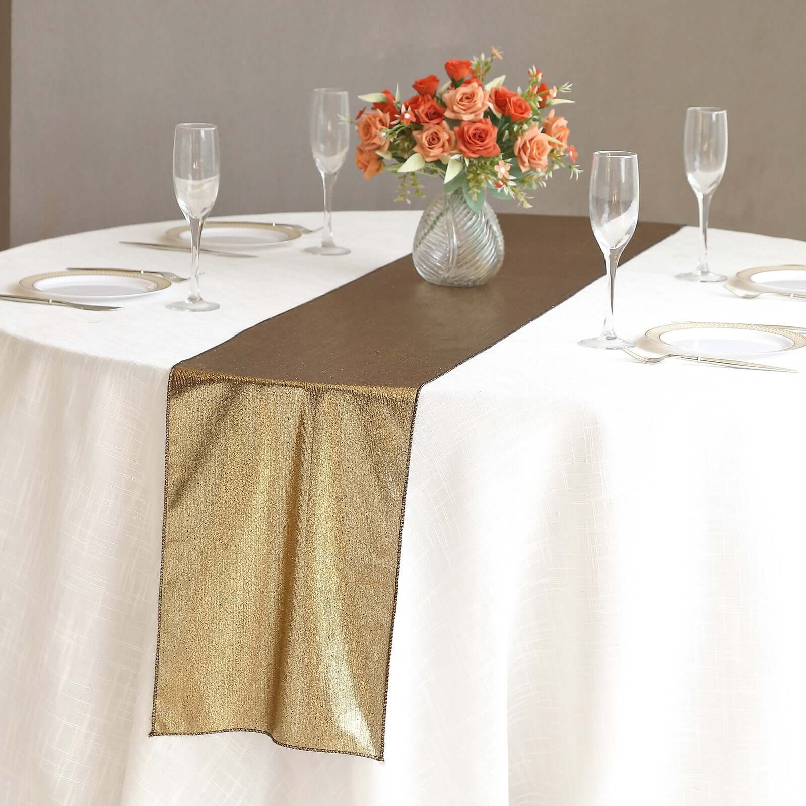 Polyester Table Runner 12"x108" Antique Gold with Shimmer Sequin Dots Design - Wrinkle-Free - Image 6