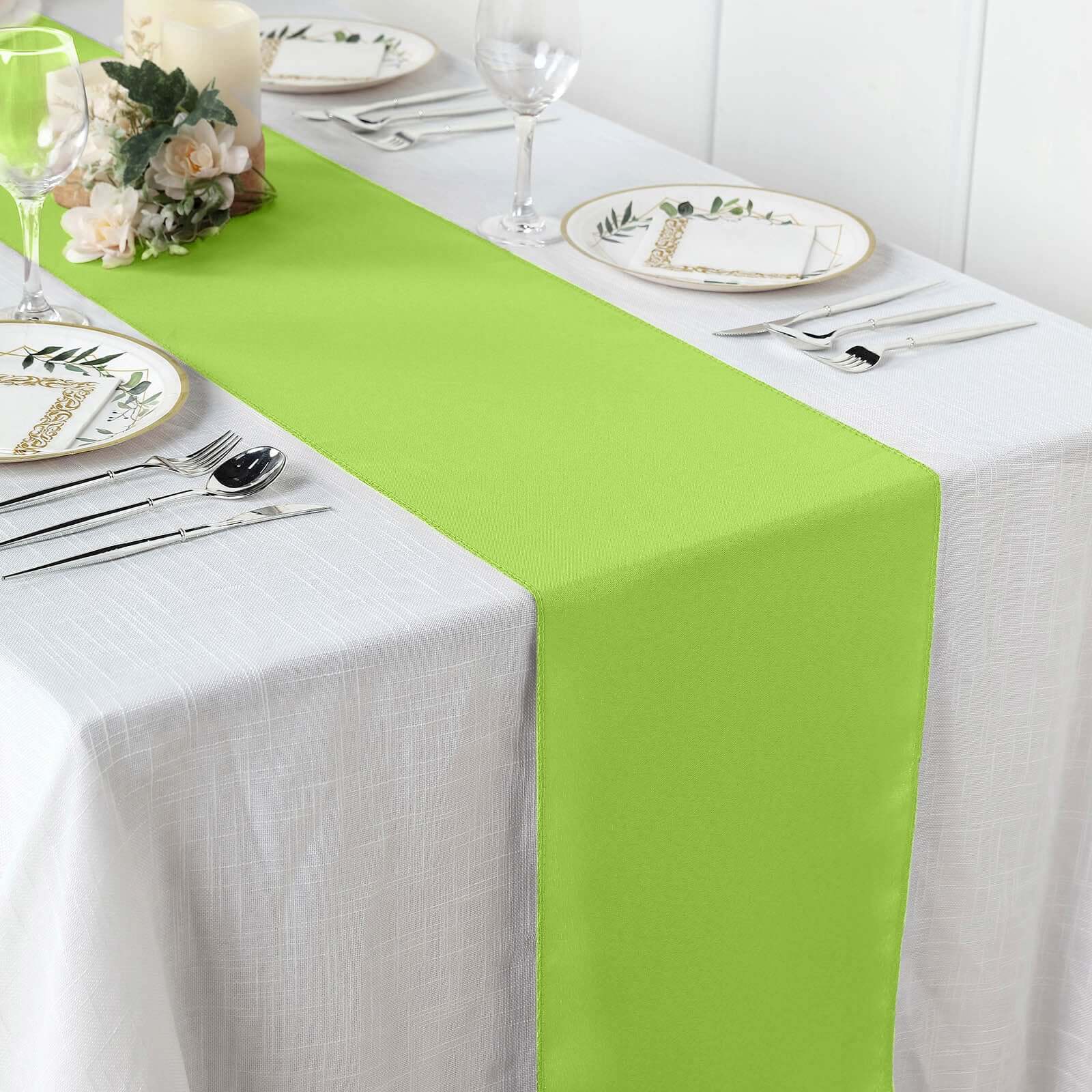Polyester Table Runner 12"x108" Apple Green - Wrinkle-Resistant & Durable Table Decor - Image 2