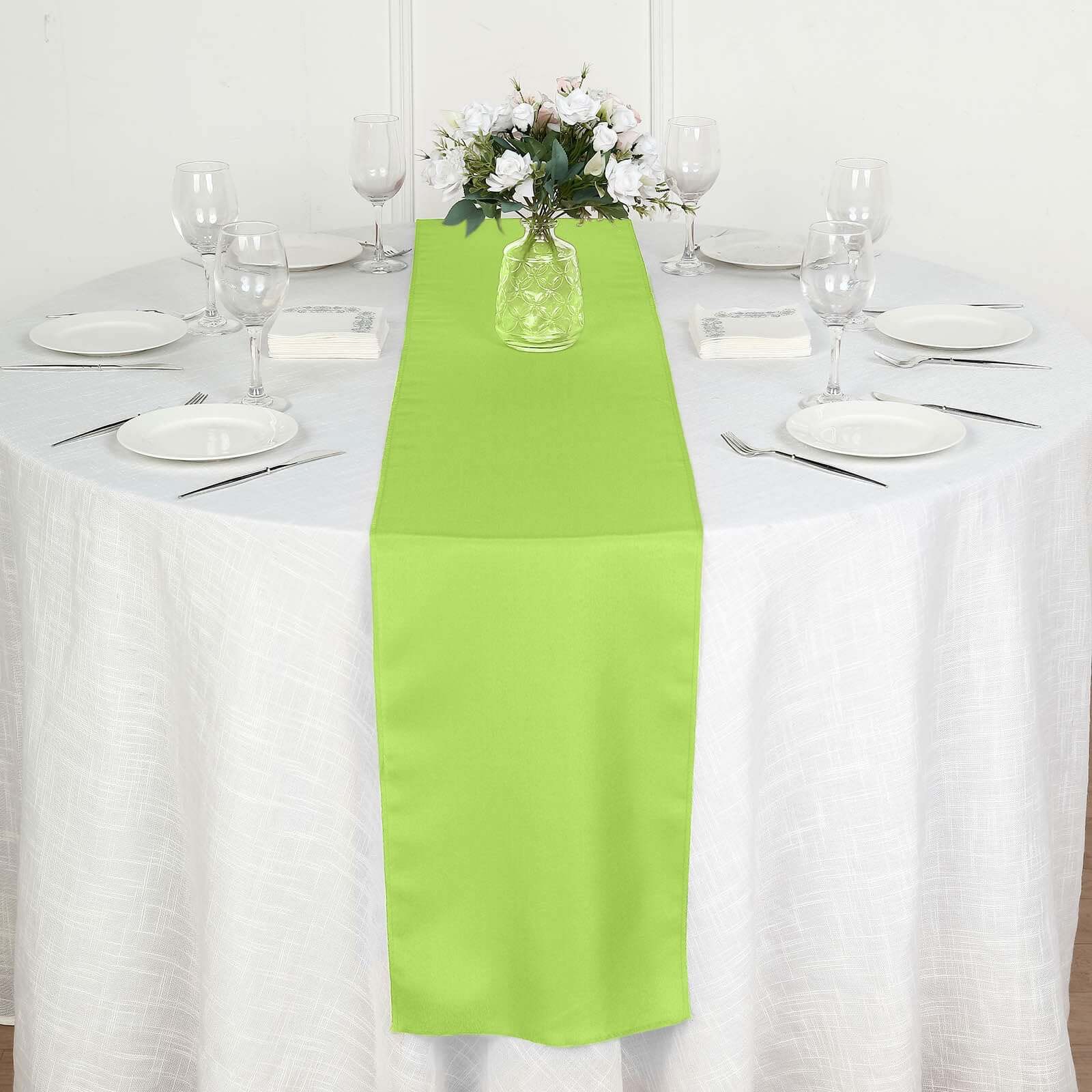Polyester Table Runner 12"x108" Apple Green - Wrinkle-Resistant & Durable Table Decor - Image 5