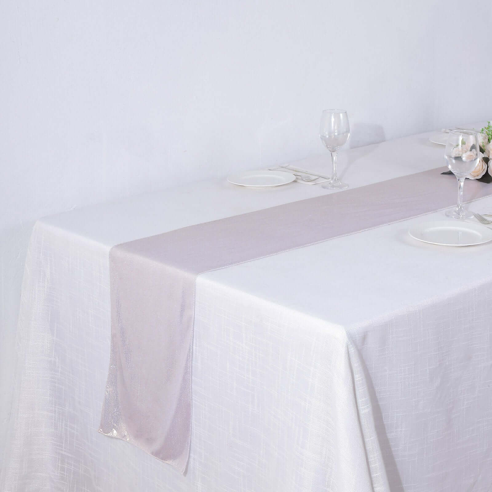 Polyester Table Runner 12"x108" Beige with Shimmer Sequin Dots Design - Wrinkle-Free Finish - Image 2