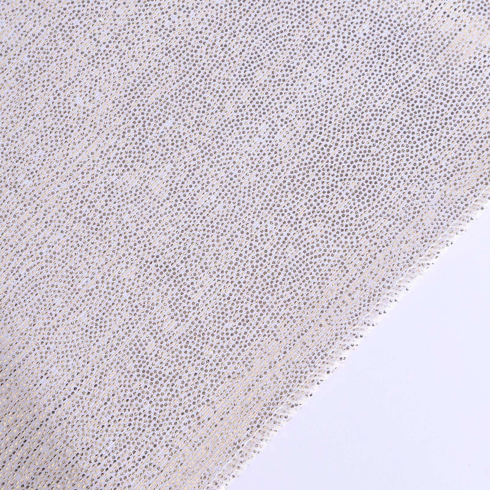 Polyester Table Runner 12"x108" Beige with Shimmer Sequin Dots Design - Wrinkle-Free Finish - Image 3