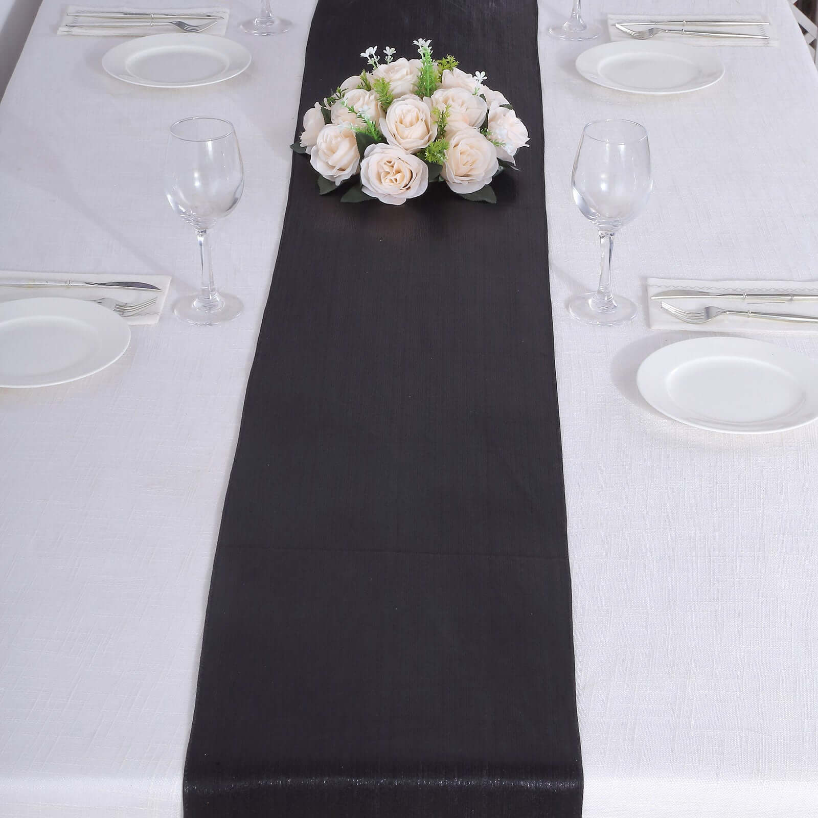 Polyester Table Runner 12"x108" Black with Shimmer Sequin Dots Design - Wrinkle-Free Finish - Image 5
