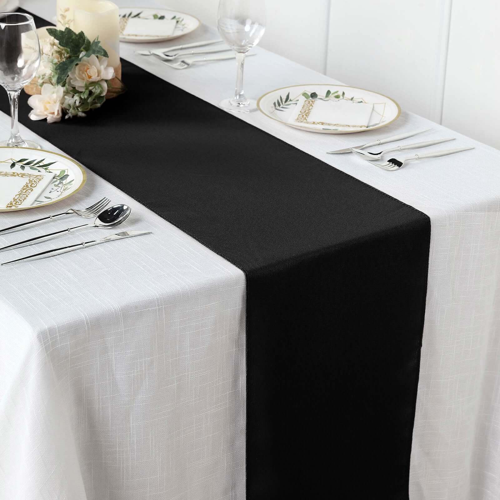Polyester Table Runner 12"x108" Black - Wrinkle-Resistant & Durable Table Decor - Image 2