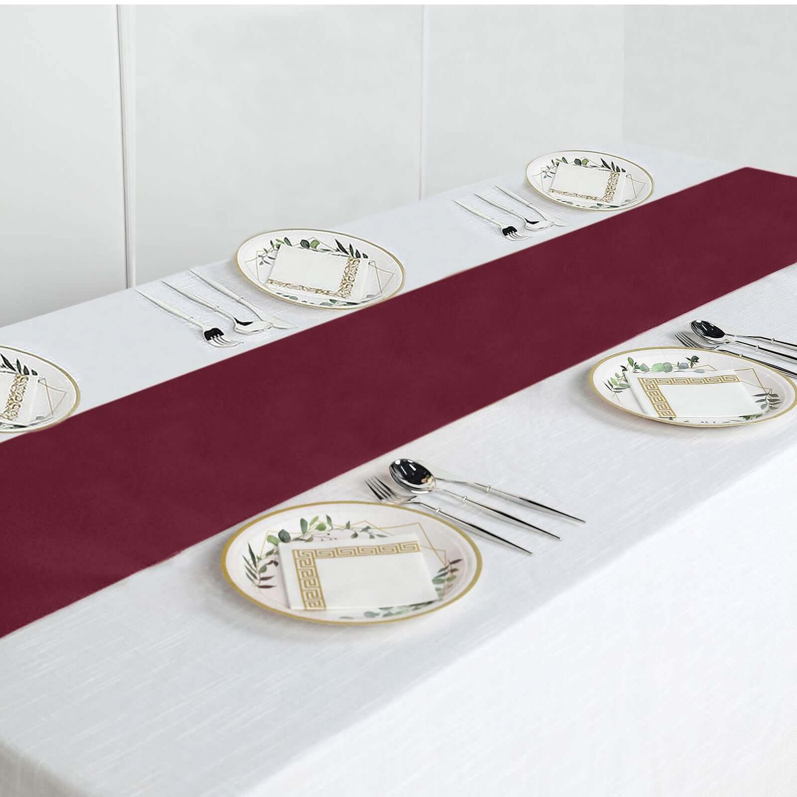 Polyester Table Runner 12"x108" Burgundy - Wrinkle-Resistant & Durable Table Decor - Image 6